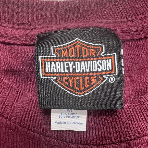 Harley Davidson T Shirt Womens Medium Maroon Denver Colorado Honoring Military - Picture 3 of 16